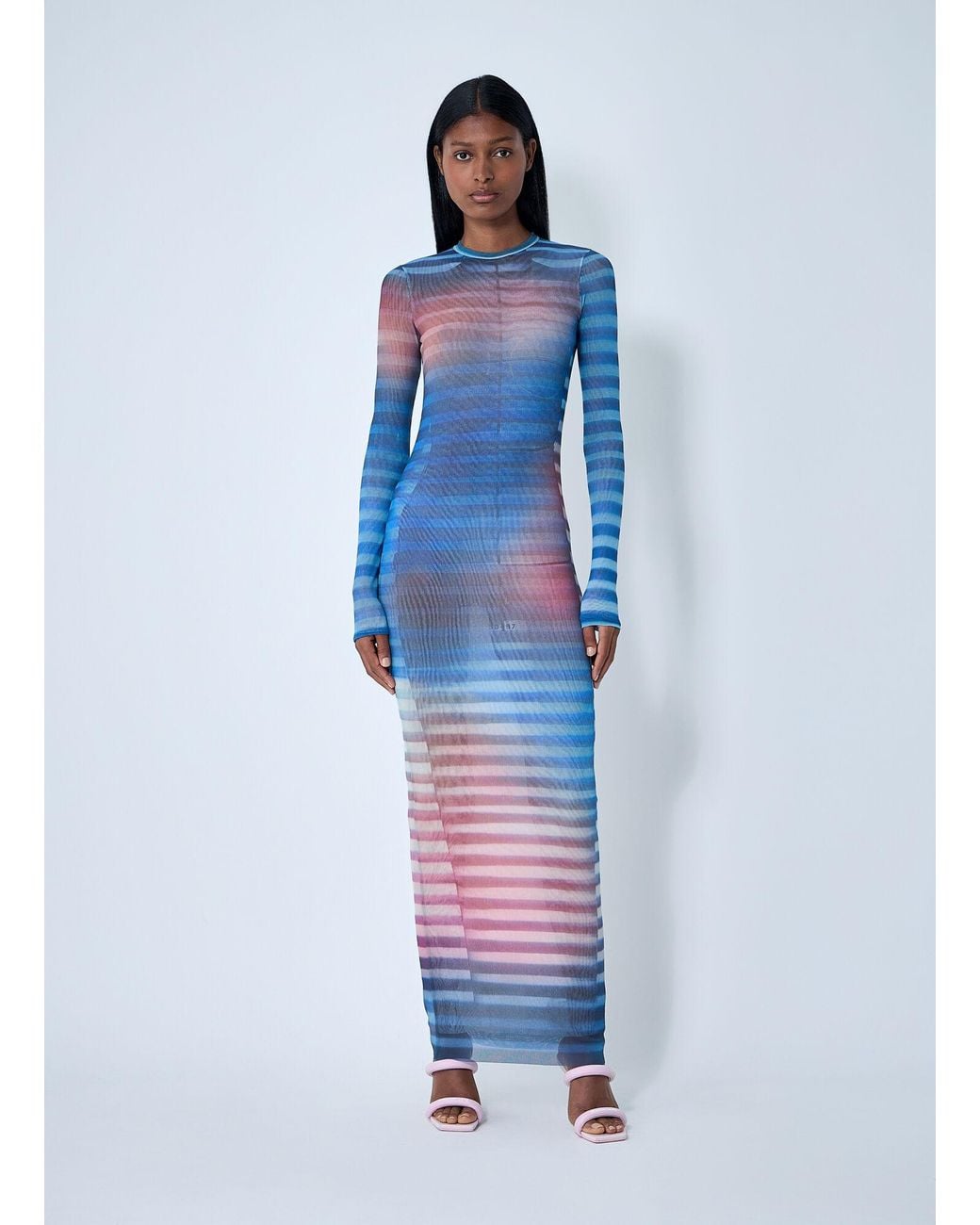 Jean Paul Gaultier Blue Air Mesh Maxi Dress