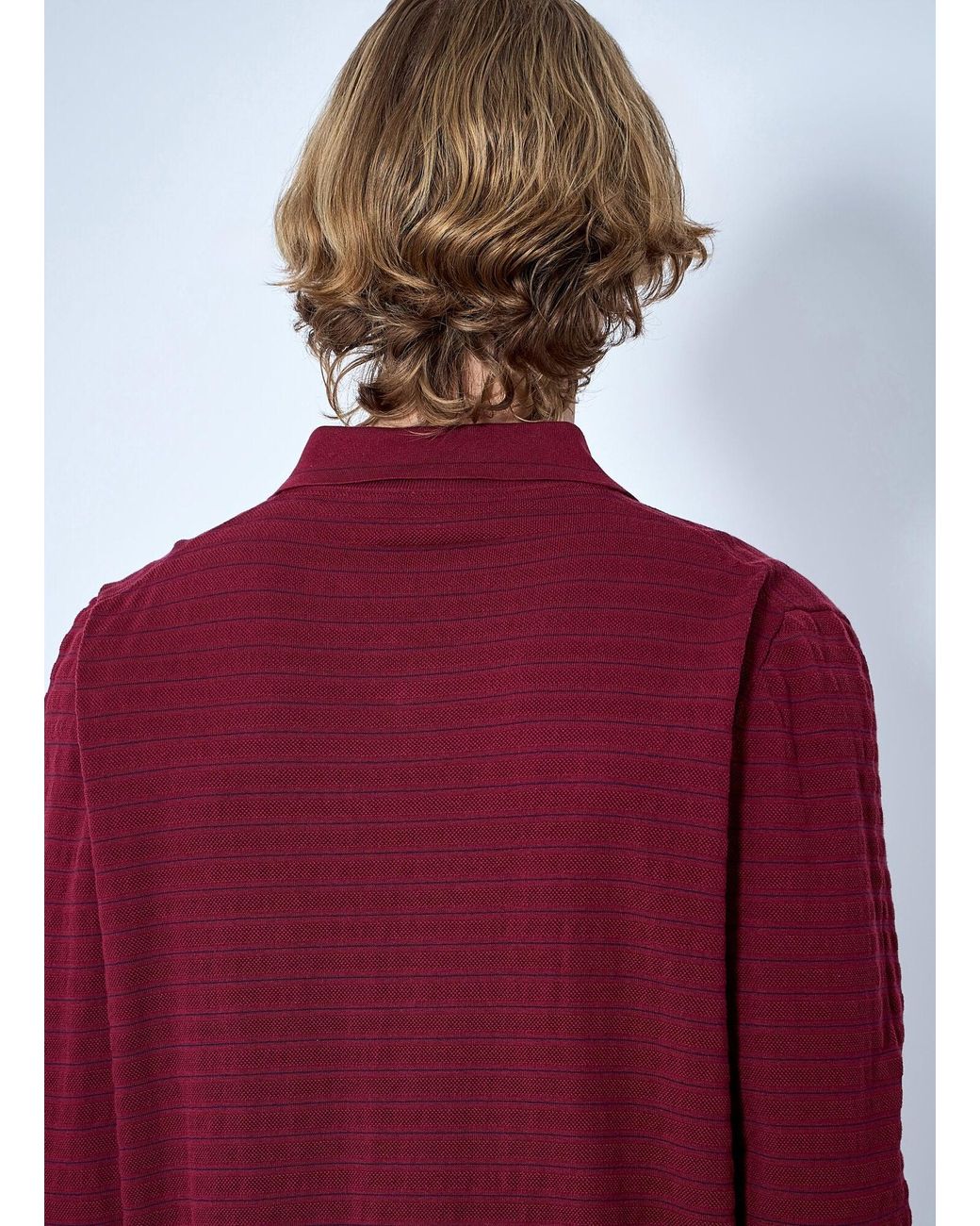 Miu Miu Red Striped V-Neck Polo Shirt for men