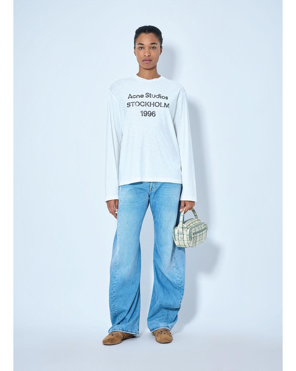 Acne Blue 2006F Distressed Wide Leg Jeans
