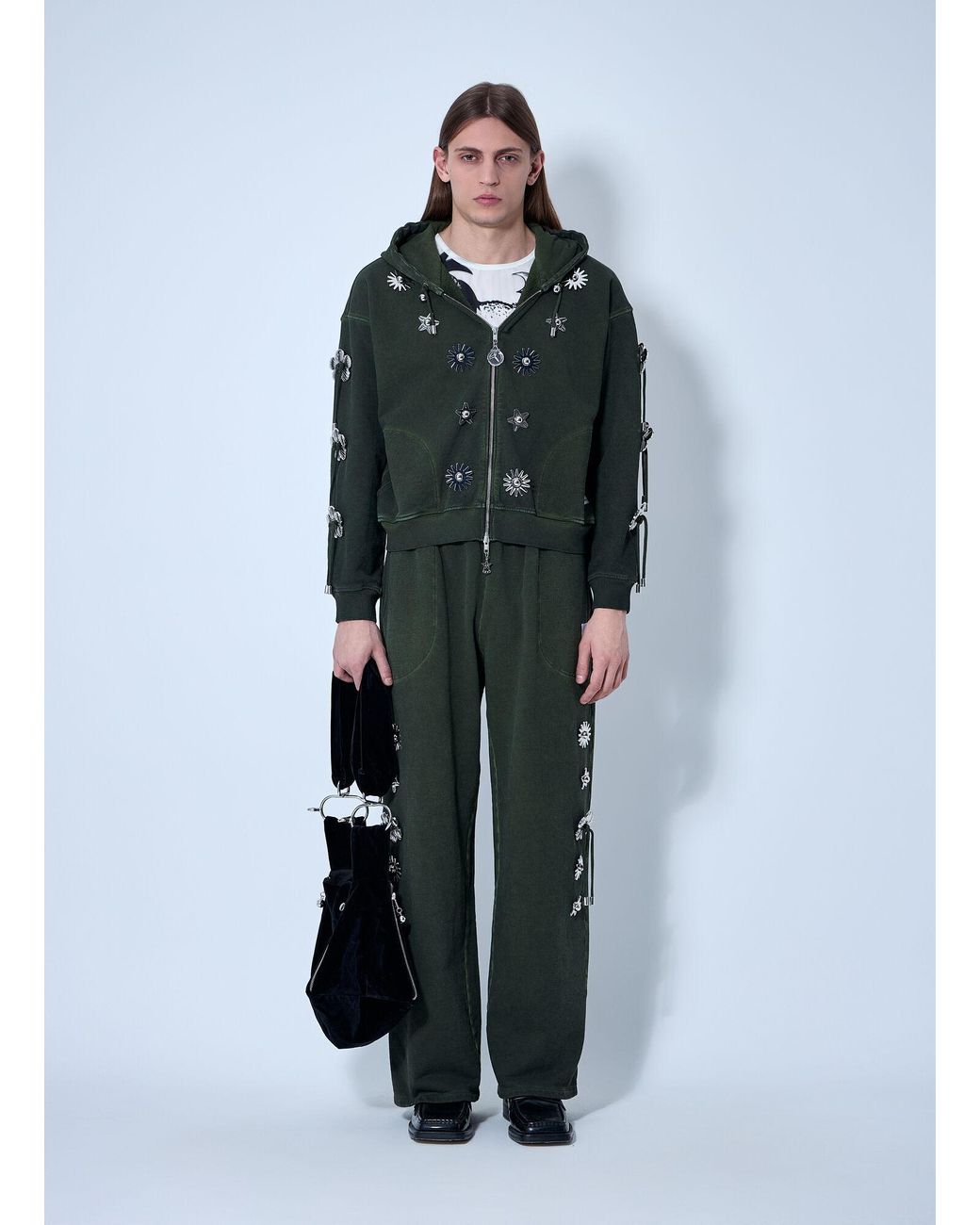 Chopova Lowena Dallas Hooded Sweatshirt in Green | Lyst UK