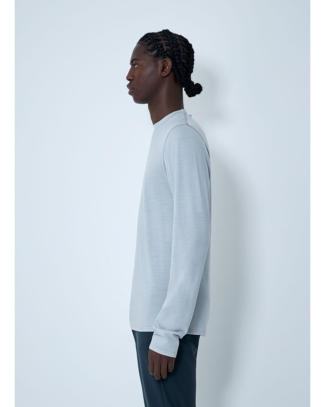 Rier Blue Long Sleeve Crewneck Top for men
