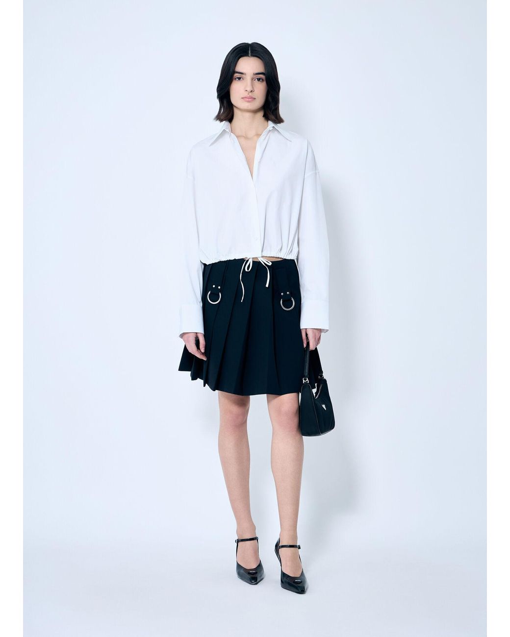 Prada Blue Pleated Wool Skirt