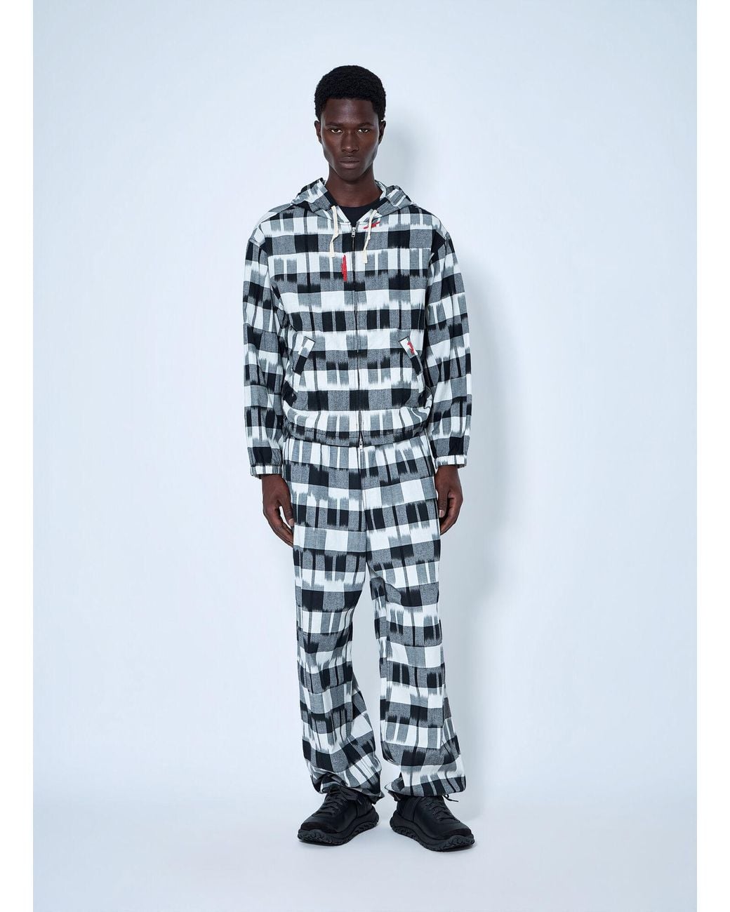 Nomarythm Textile Blue Ikat Check Easy Pants for men