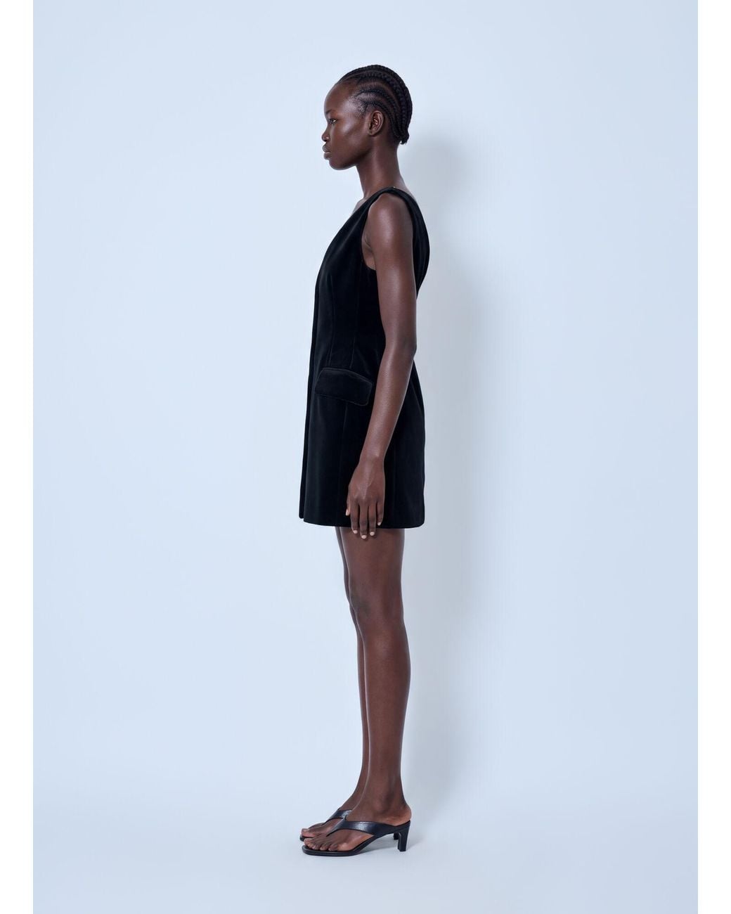 Sportmax Blue Sleeveless Velvet Mini Dress