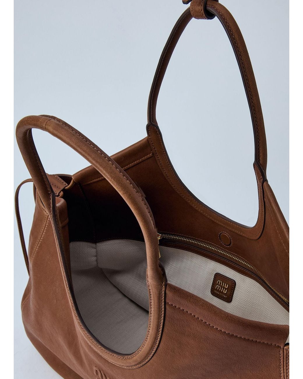 Miu Miu Brown Ivy Nappa Leather Shopping Bag
