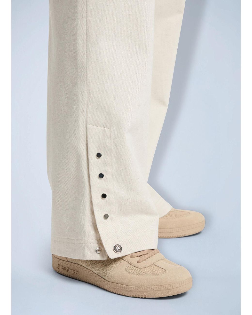 Palm Angels White Palm Tree Loose Trousers for men
