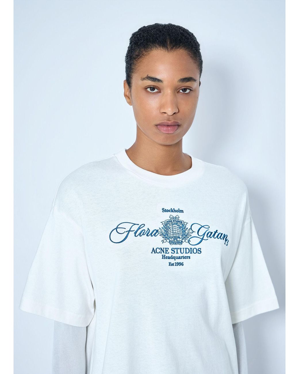 Acne White Embroidered T-Shirt