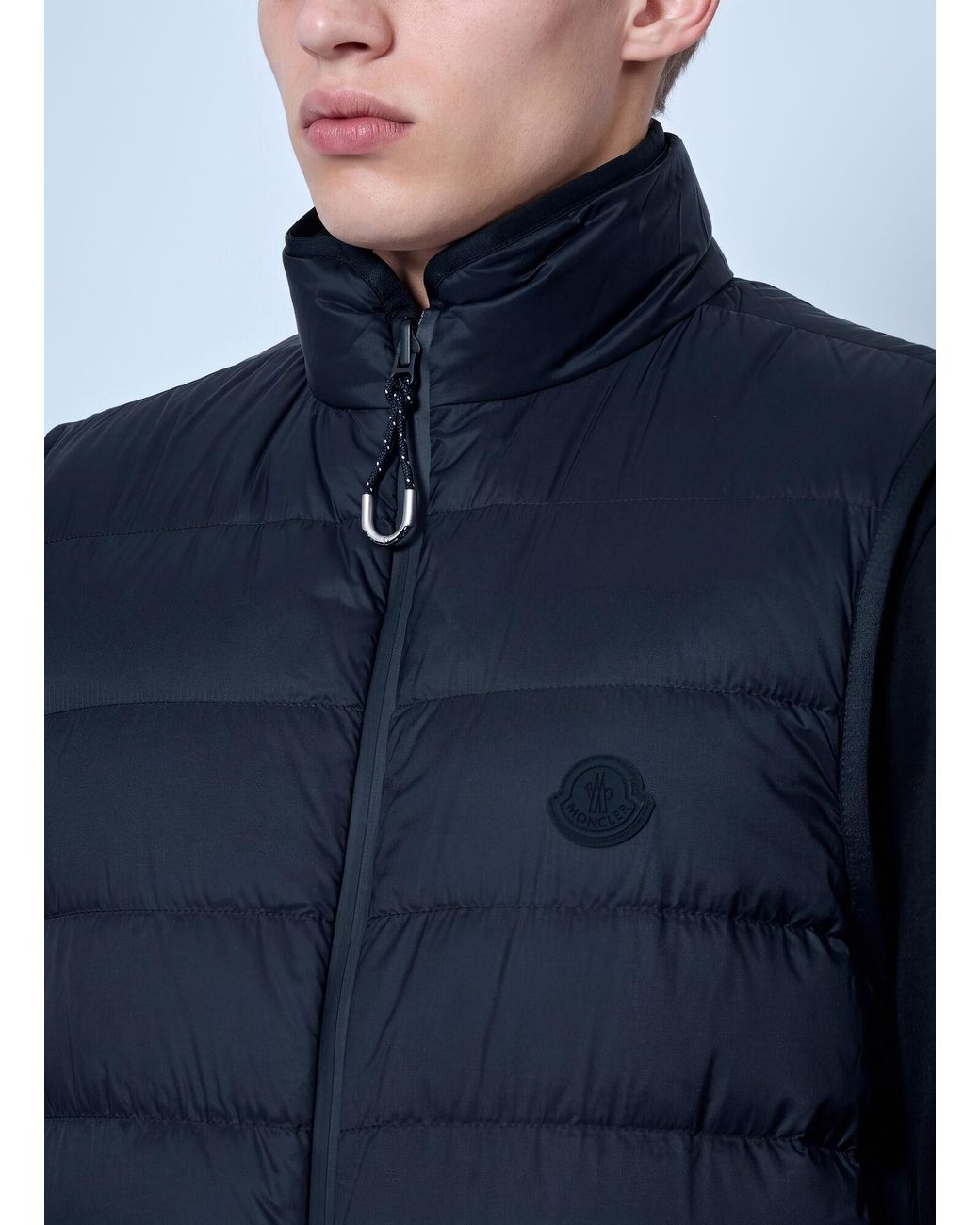 Moncler Blue Teddy Fleece Reversible Down Gilet for men
