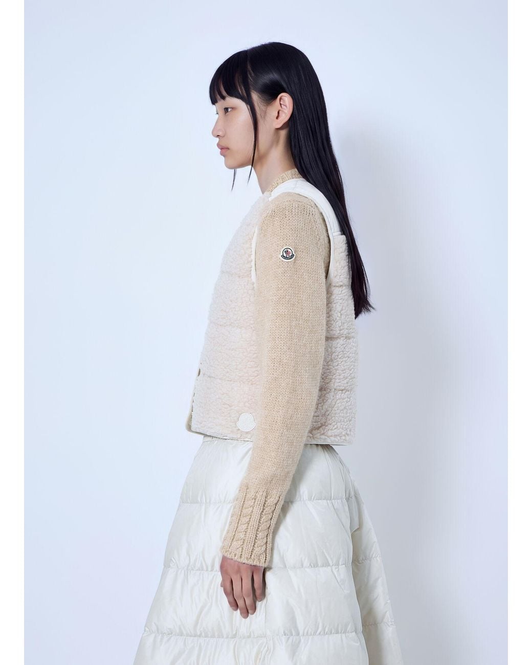 Moncler White Fluffy Teddy Padded Gilet