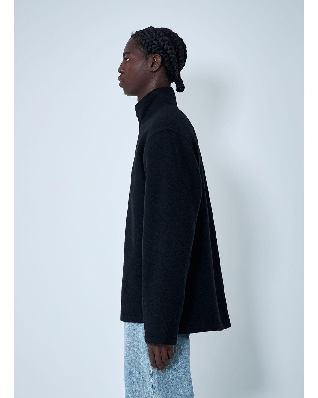 Rier Blue Zip-Up Fleece Sweatshirt
