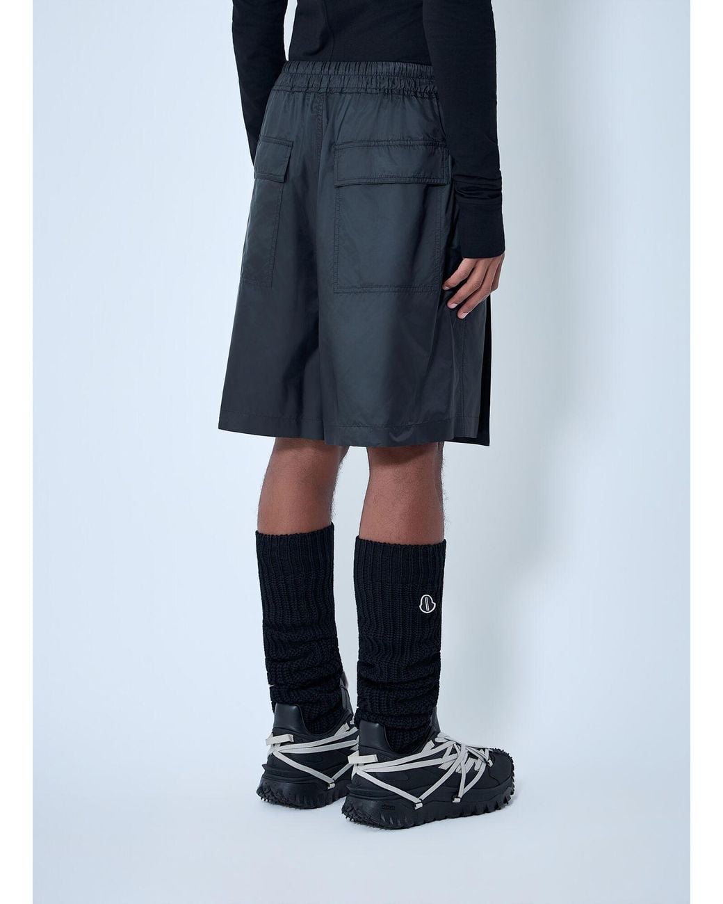Moncler Blue Drawstring Midi Kilt Shorts