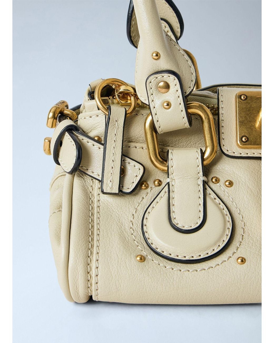 Chloé Blue Small Paddington Grained Leather Shoulder Bag