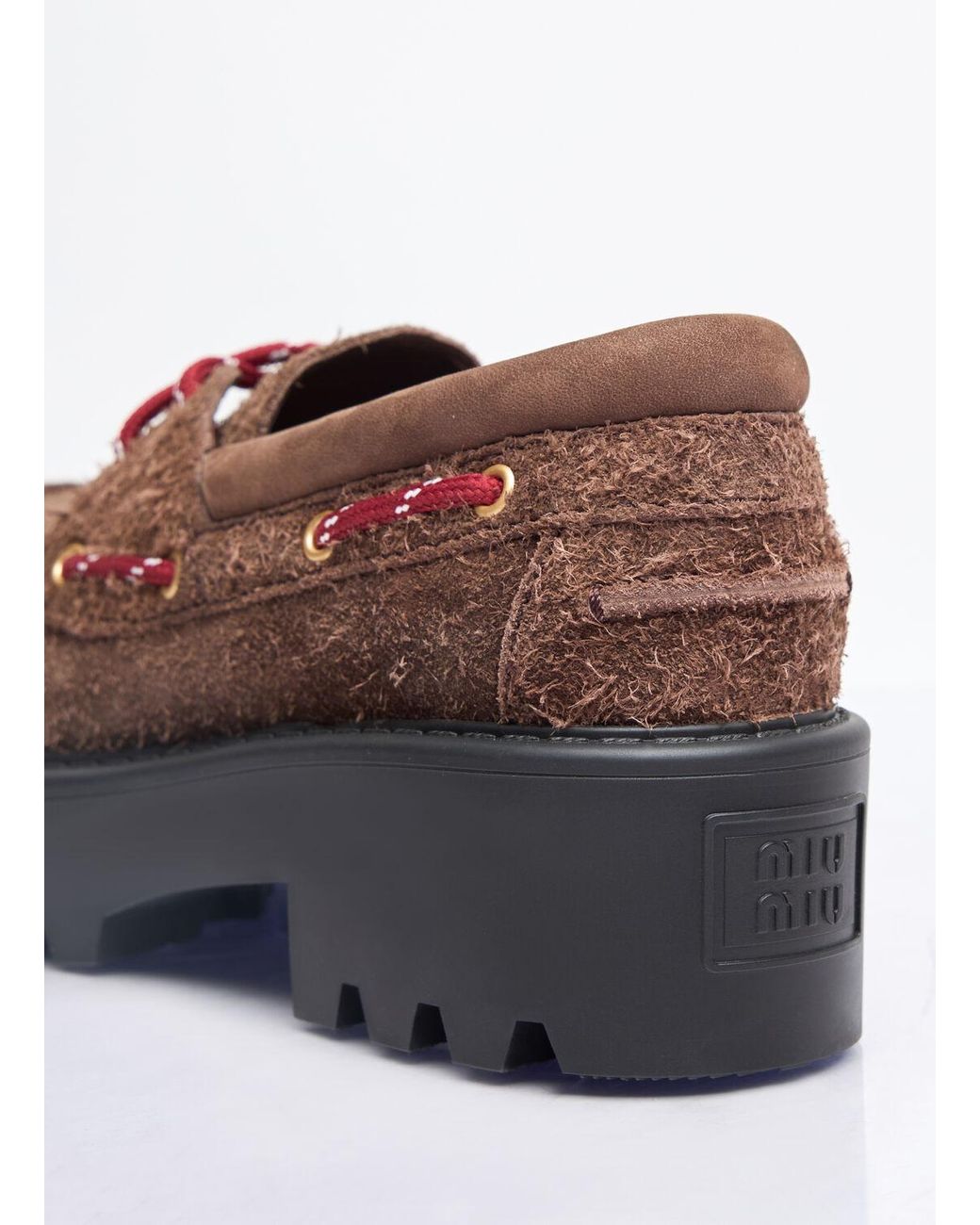 ローファー・オックスフォード Miu Miu Brown Suede Leather Loafers Miu Miu Suede Loafers in Brown | Lyst