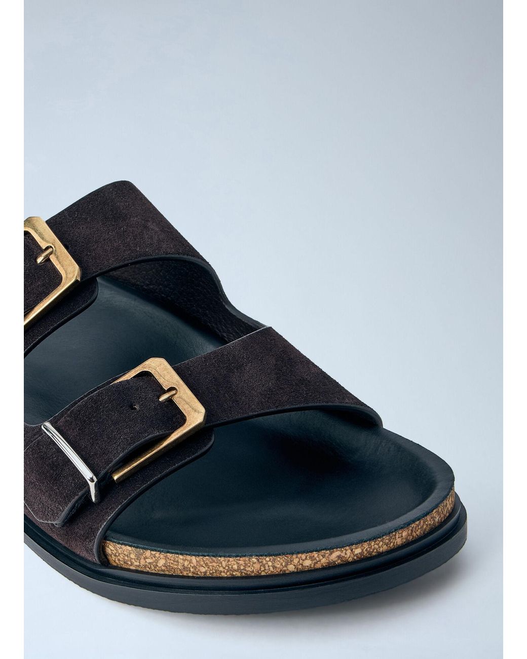 The Row Black Buckle Slides