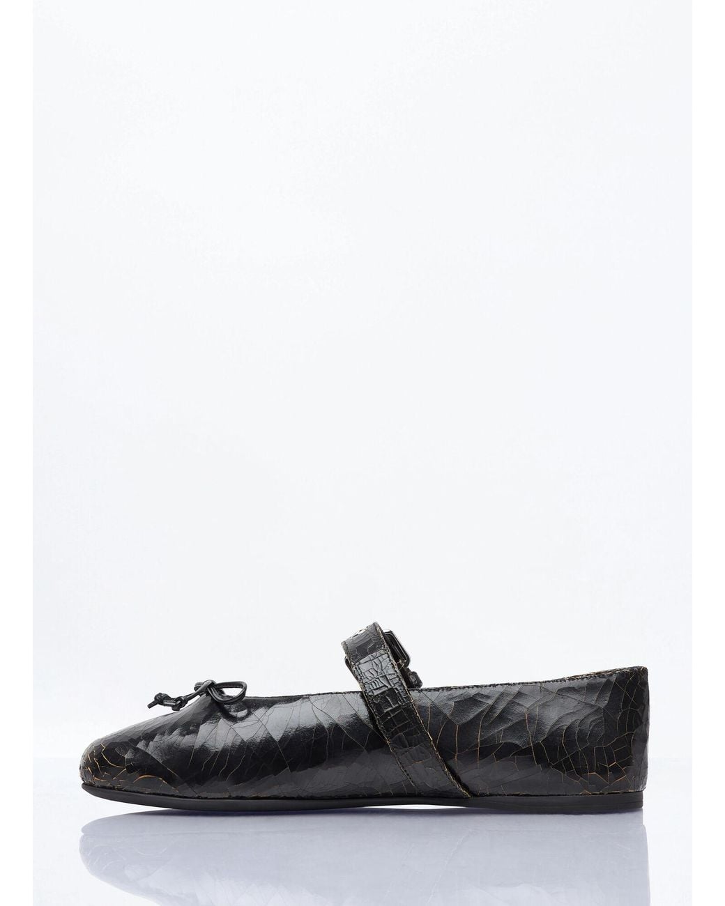Miu Miu White Crackled Leather Ballerina Shoes
