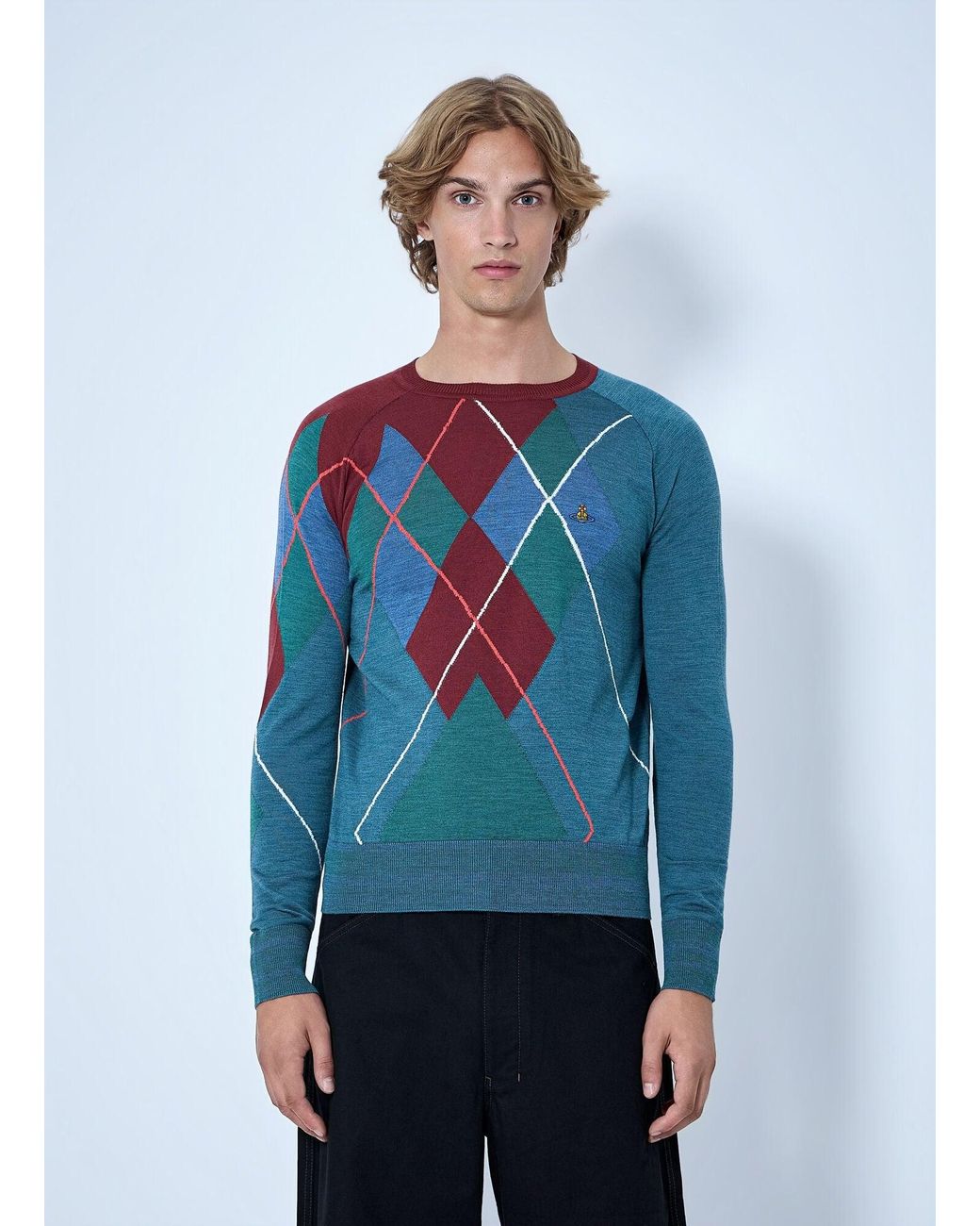 Vivienne Westwood Blue Argyle Sweater for men