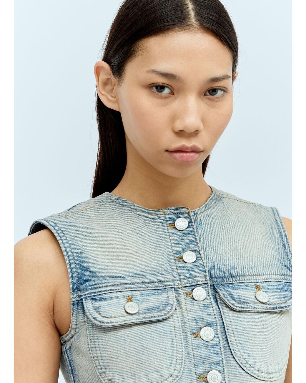 Courreges Blue Denim Crop Vest