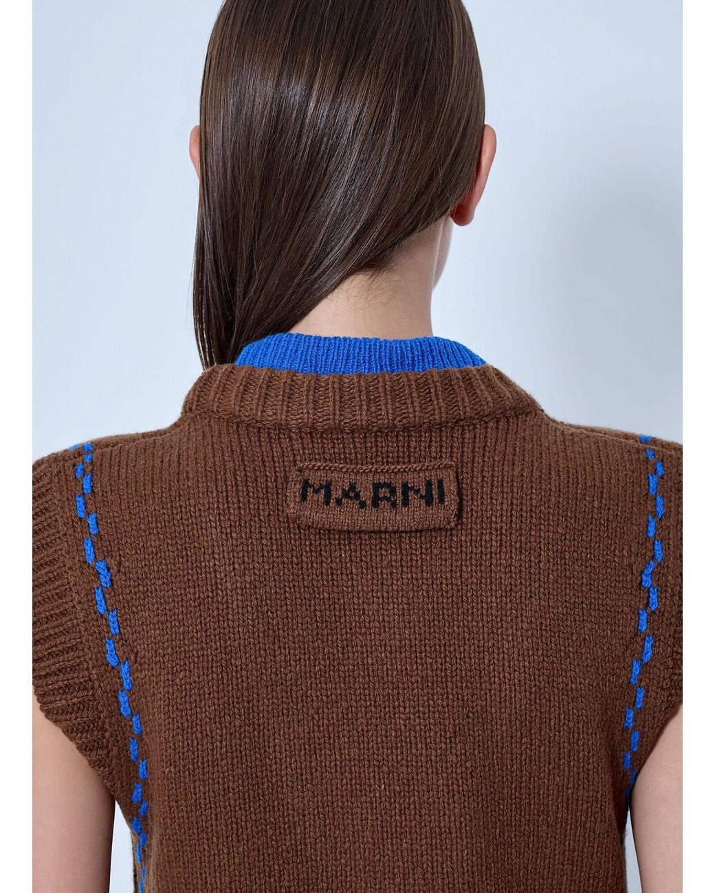 Marni Red Geometric Knit Sleeveless Vest