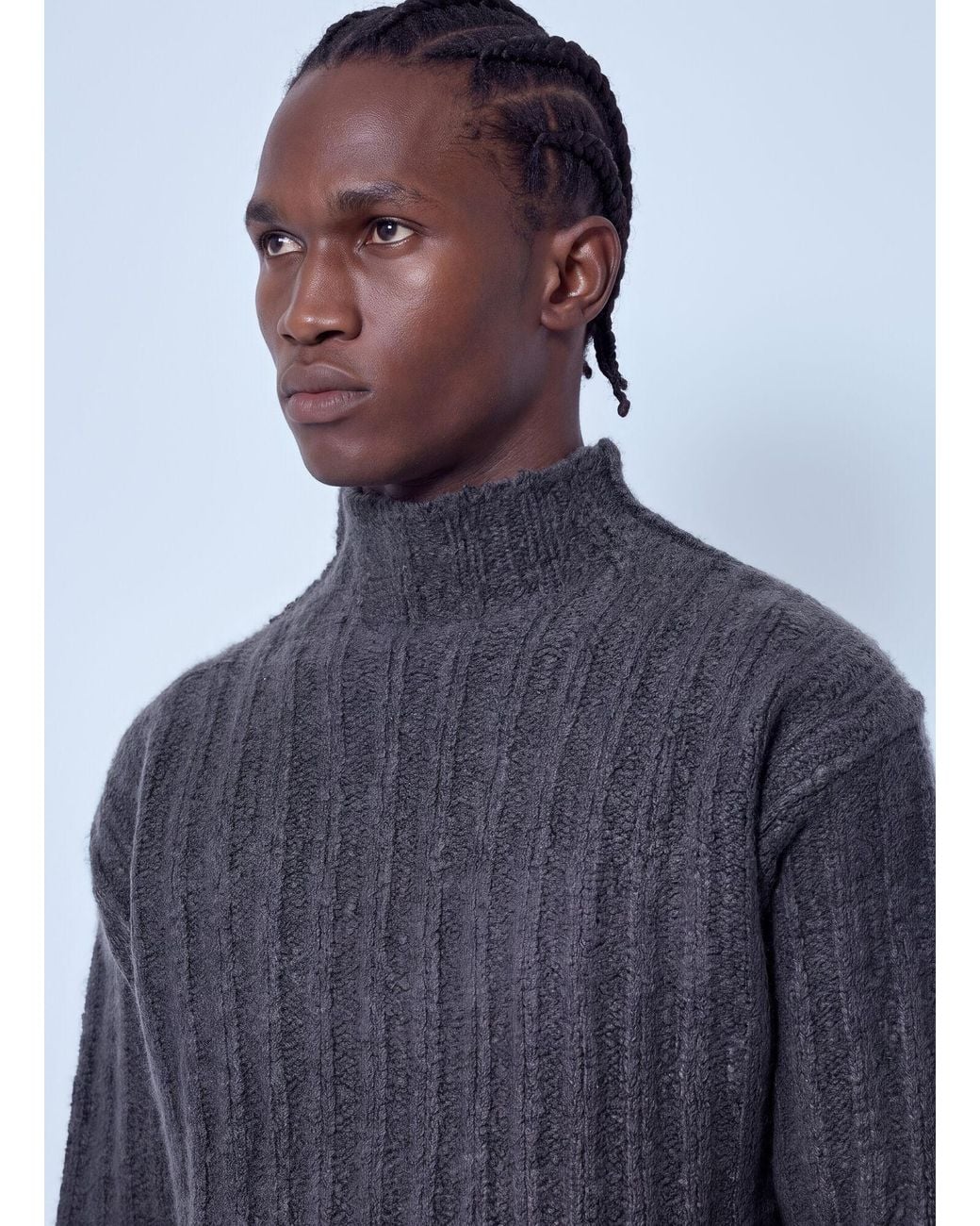 Rick Owens Blue Turtle Neck Knit Jumper for men