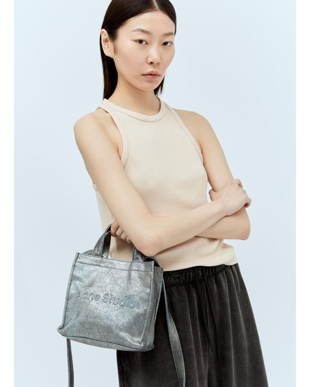 Acne Studios Logo Embossed Mini Tote Bag in Natural Lyst UK