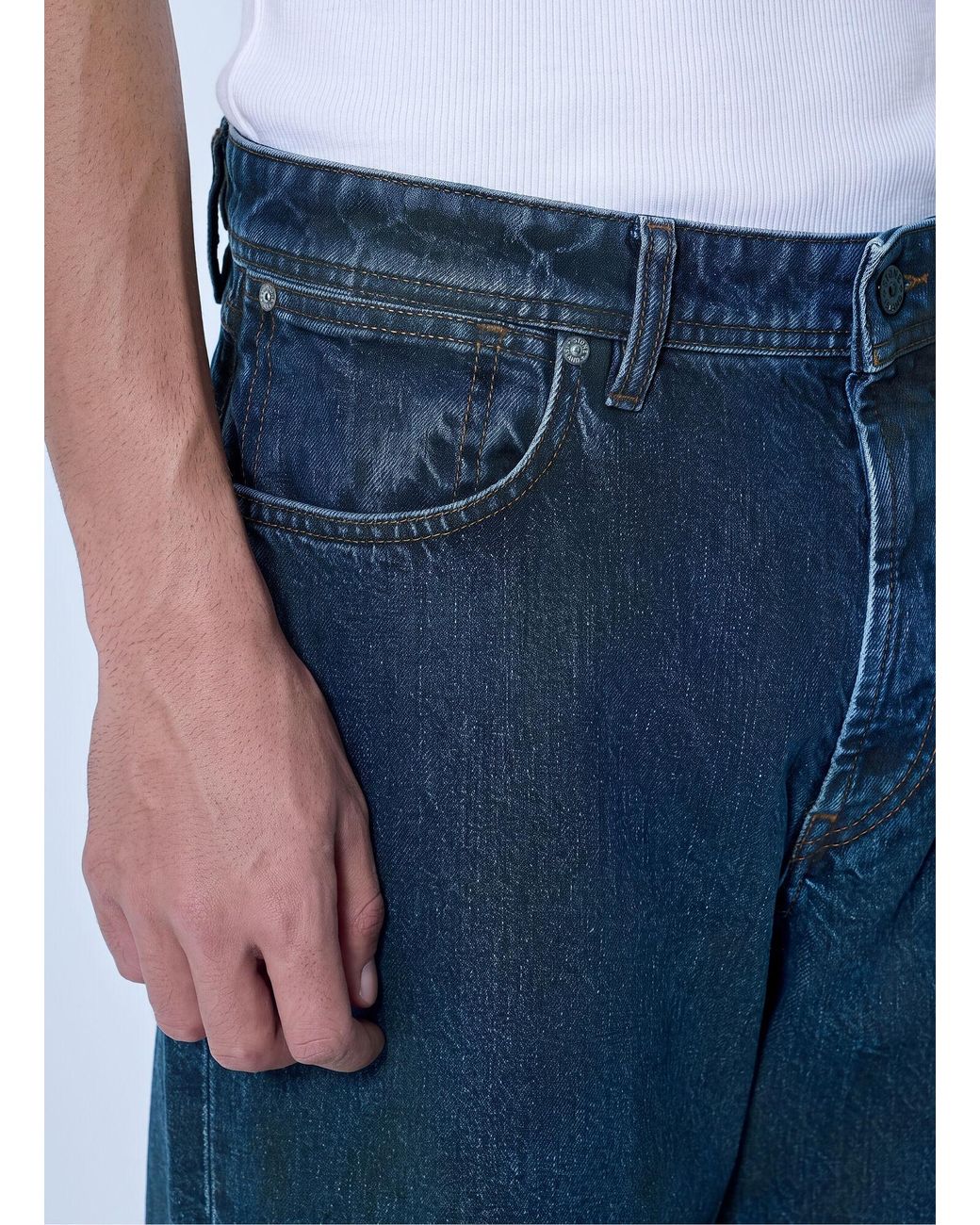 Stone Island Blue Five-Pocket Wide-Leg Denim Jeans for men