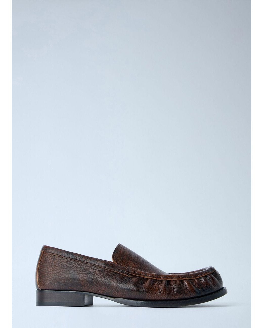 Dries Van Noten White Pebbled Leather Loafers