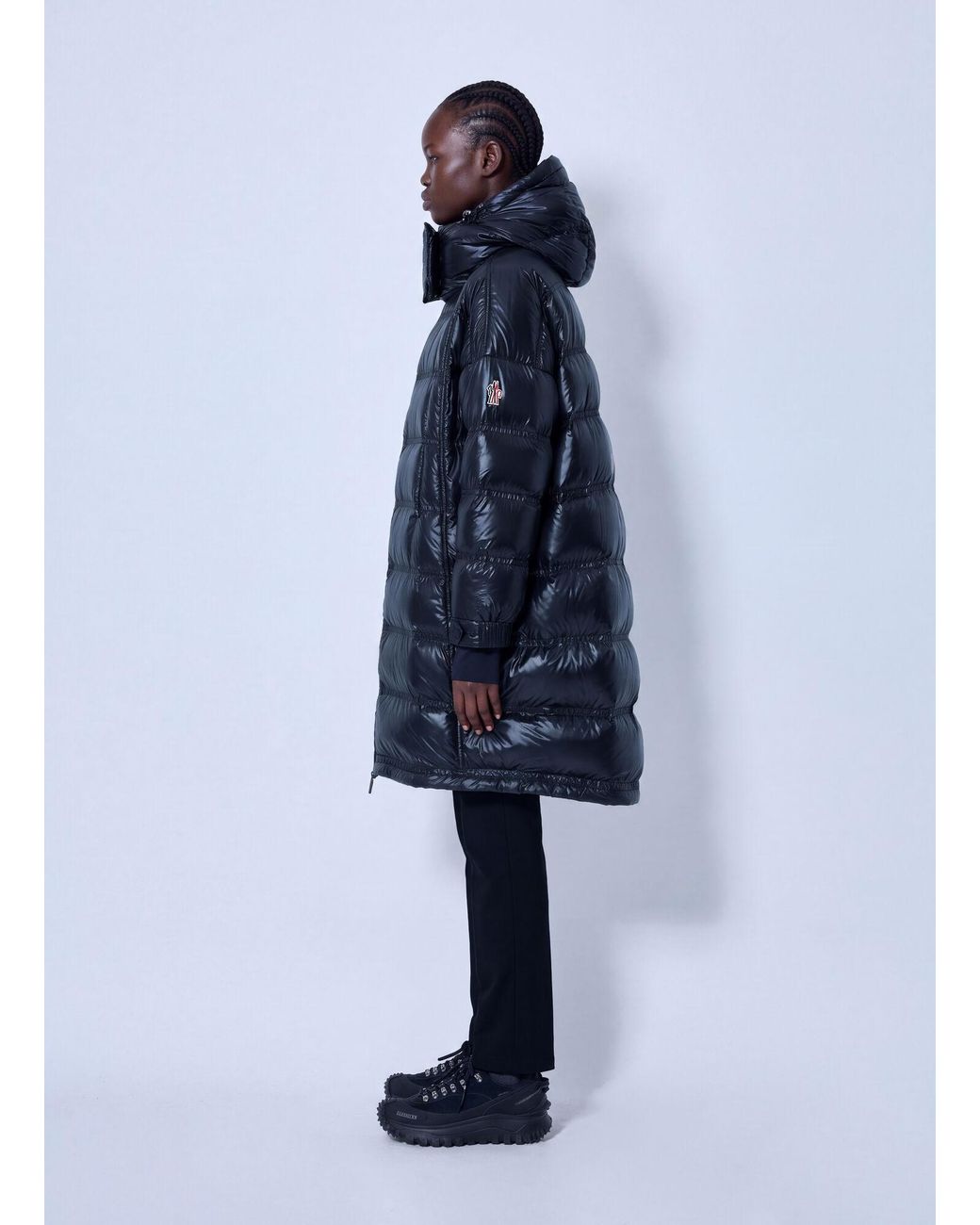 Moncler Blue Rochelairs Hooded Long Down Jacket
