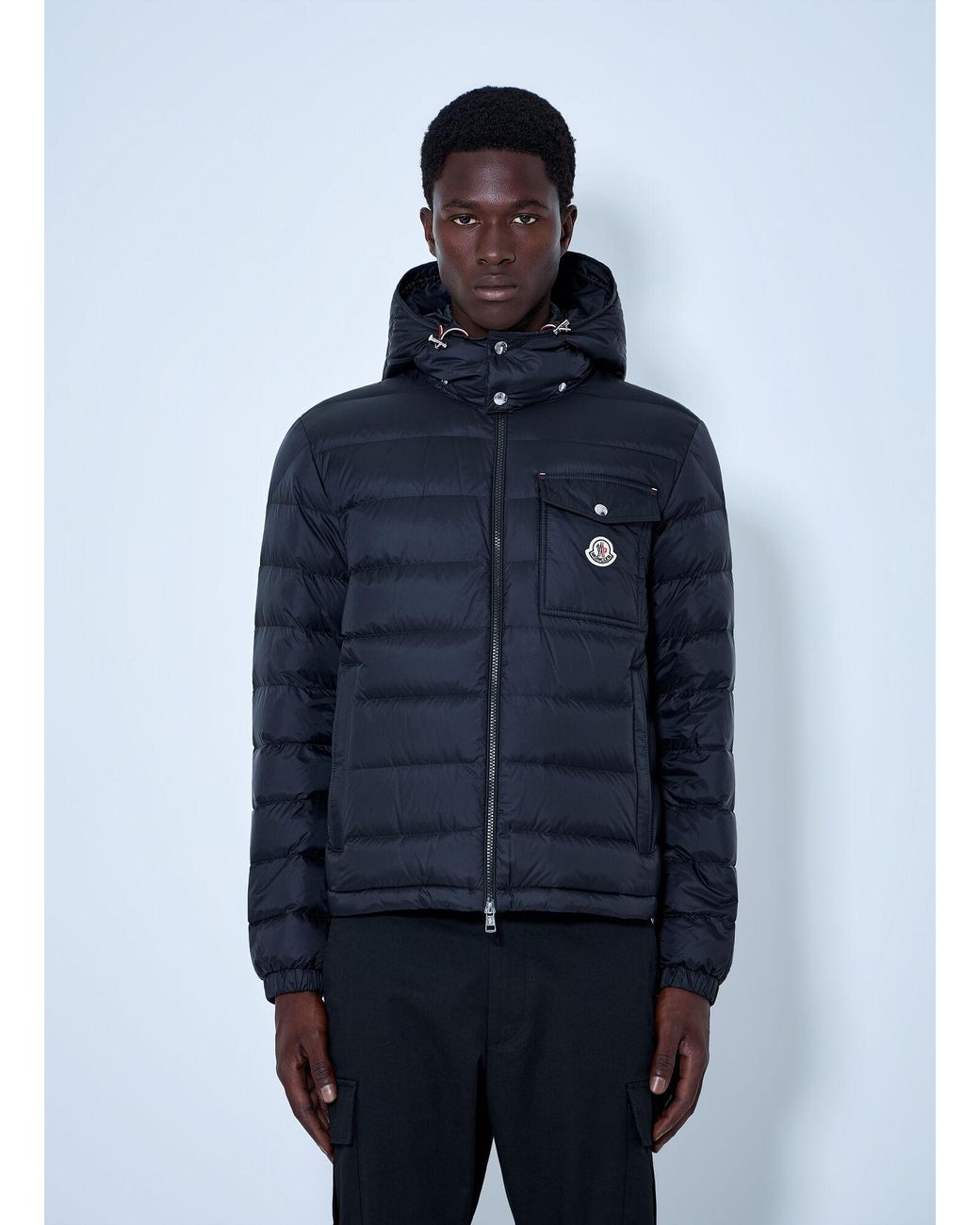 Moncler Blue Verith Hooded Short Down Jacket for men