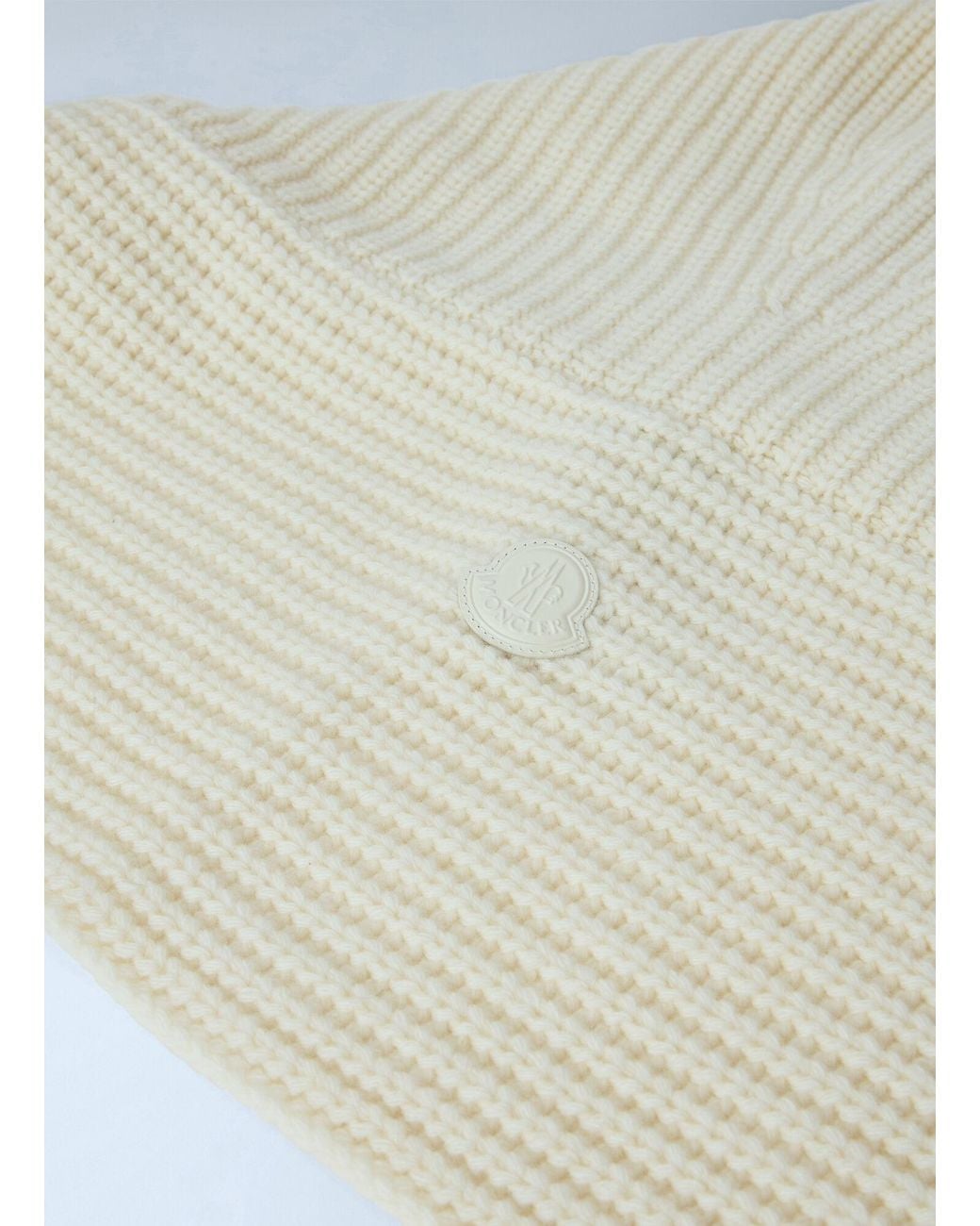 Moncler White Ribbed Knit Balaclava