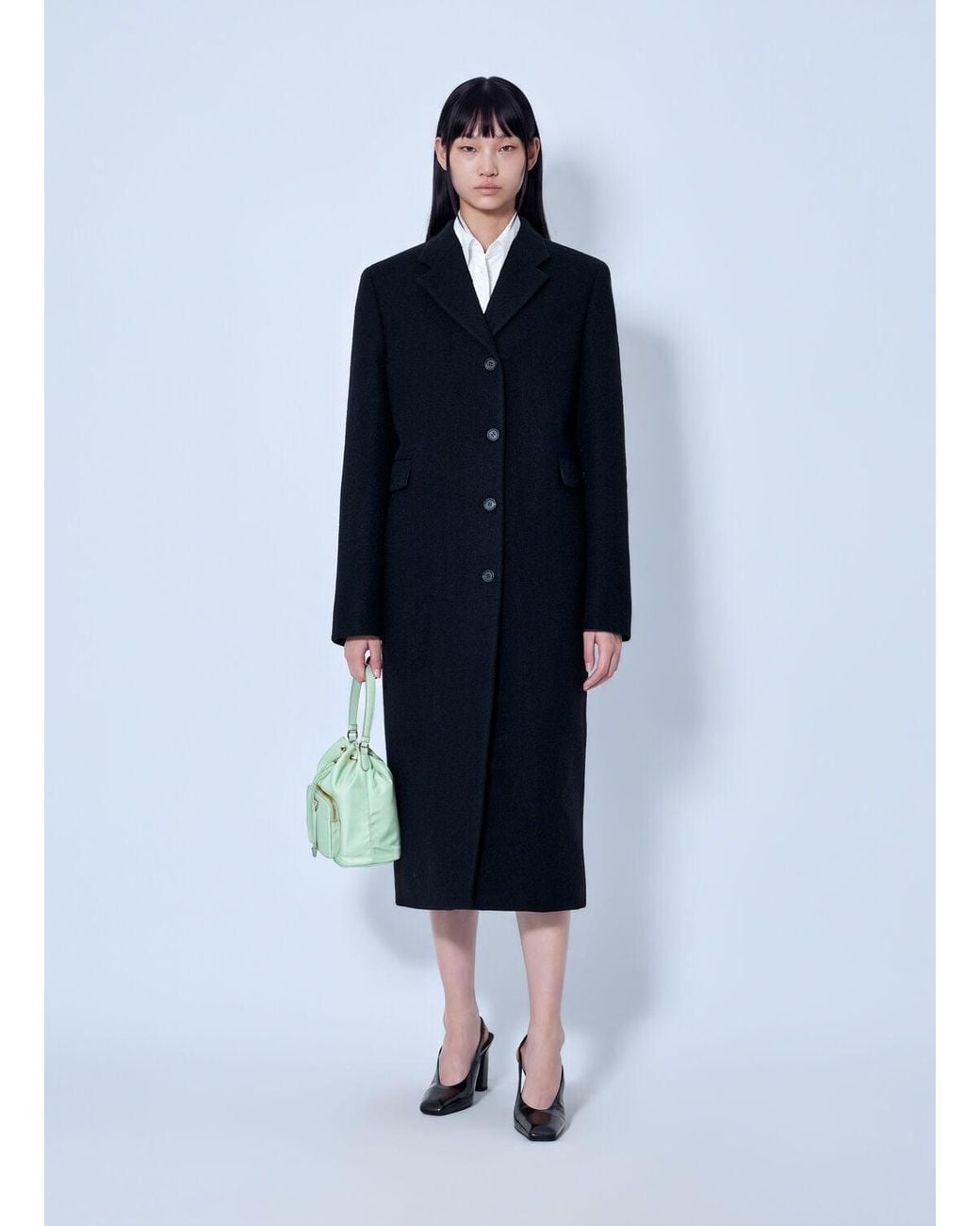 Prada Blue Single-Breasted Wool Coat