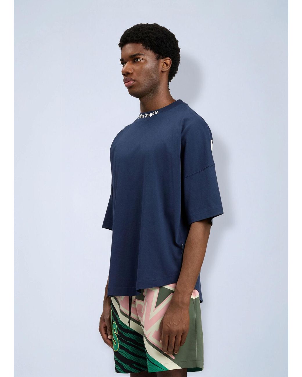 Palm Angels Blue Classic Logo Over T-Shirt for men