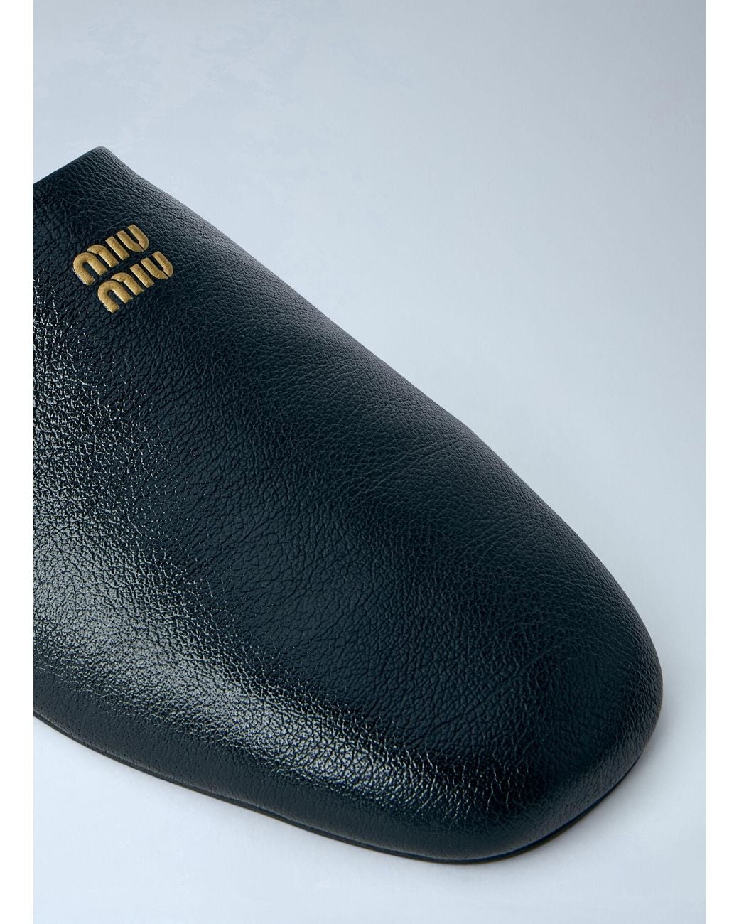 Miu Miu Black Leather Slippers
