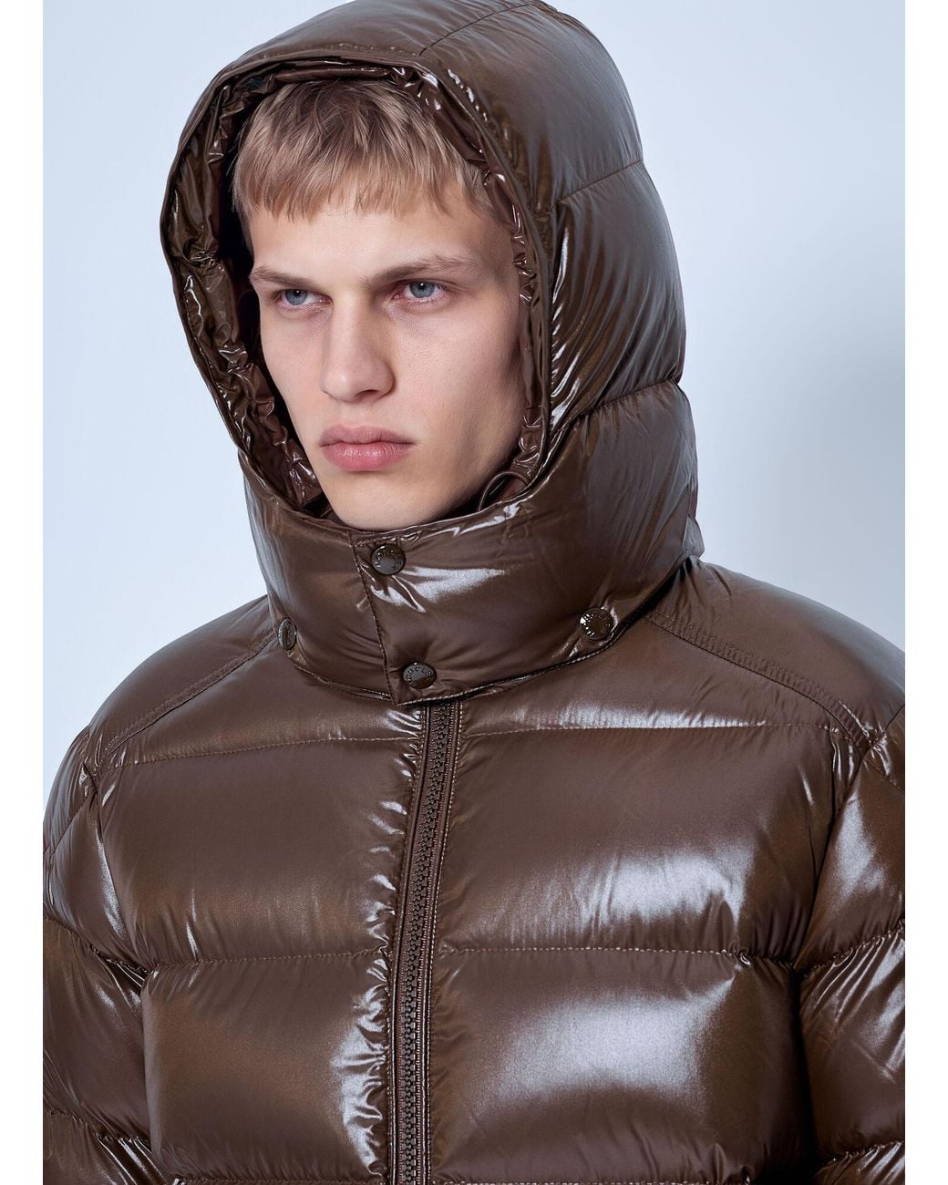Moncler Brown Maya Hooded Short Down Jacket for men