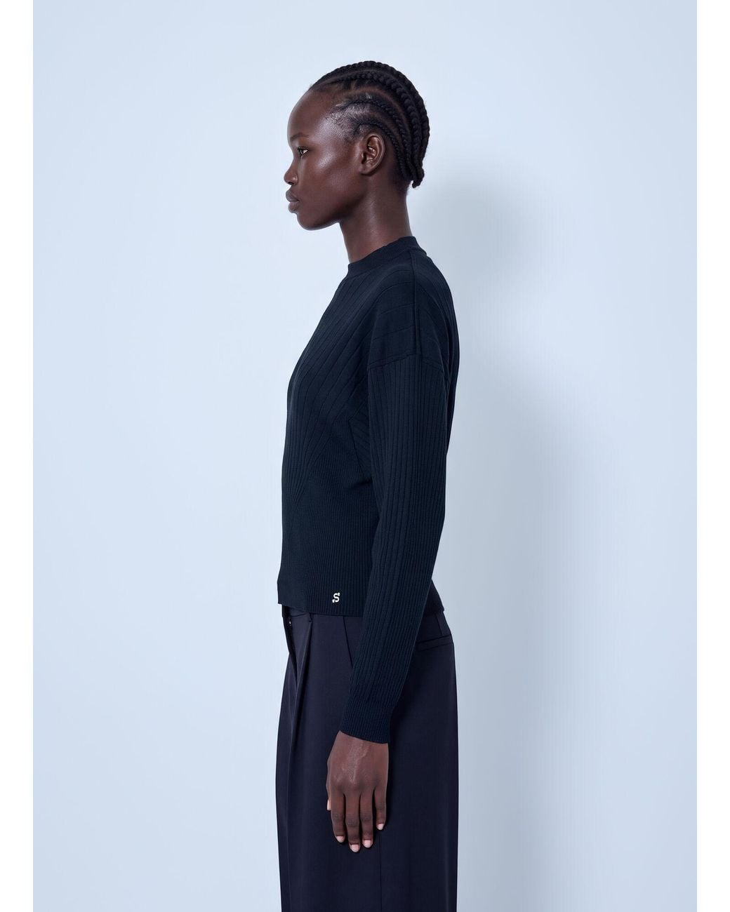 Sportmax Blue Ribbed Knit Sweater