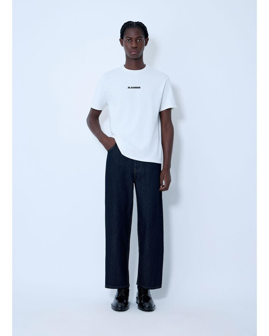 Jil Sander White Logo Print T-Shirt for men