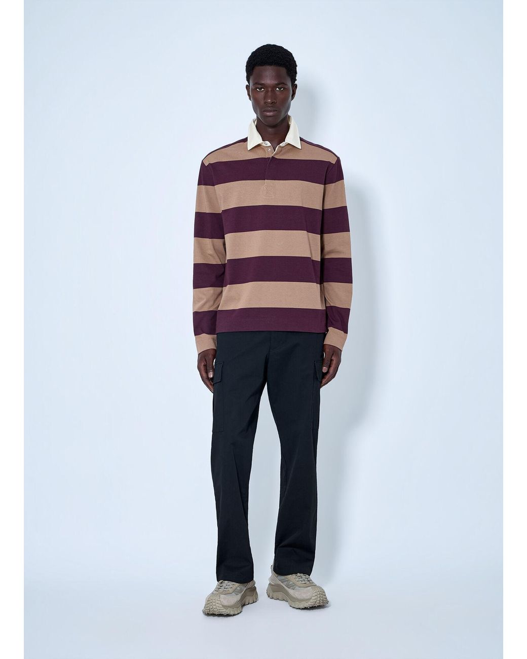 Moncler Red Striped Rugby Shirt for men