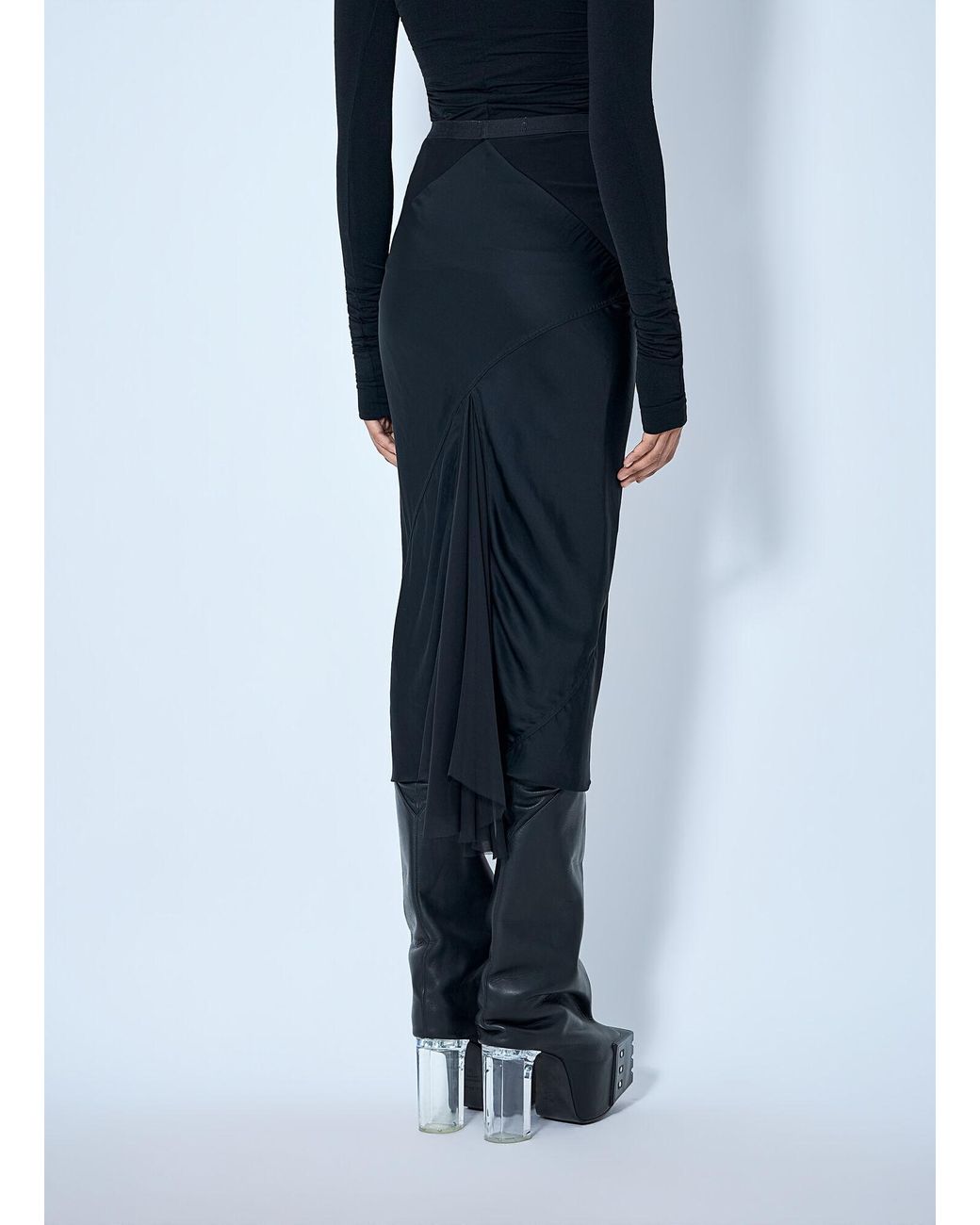 Rick Owens Blue Asymmetrical Midi Skirt