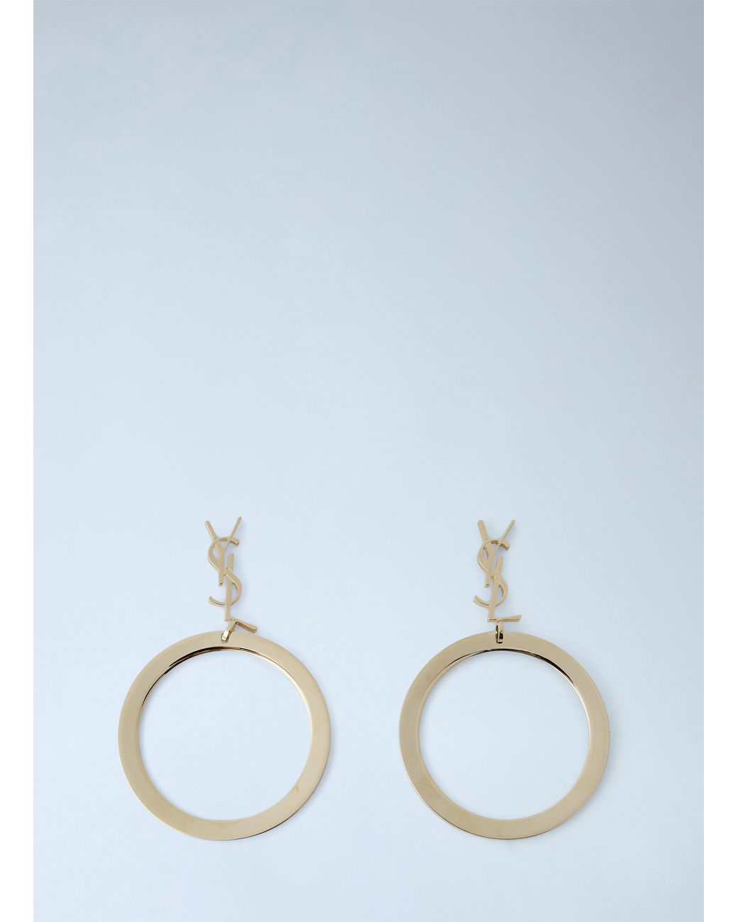 Saint Laurent Black Cassandre Pendant Hoop Earrings