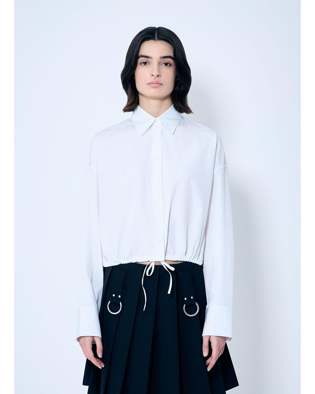 Prada White Drawstring Hem Shirt