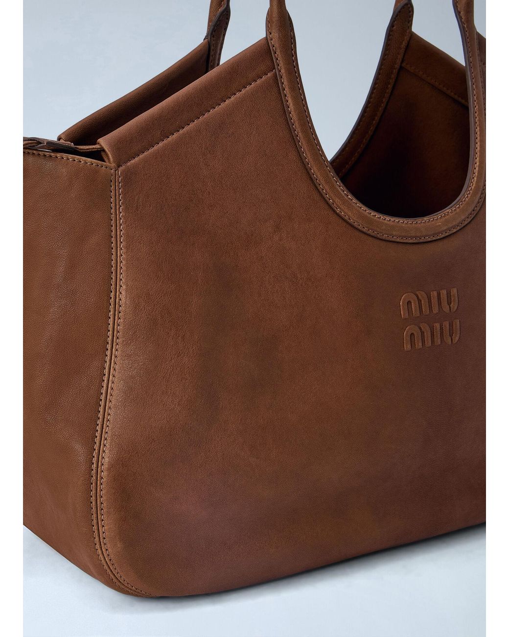 Miu Miu Brown Ivy Nappa Leather Shopping Bag