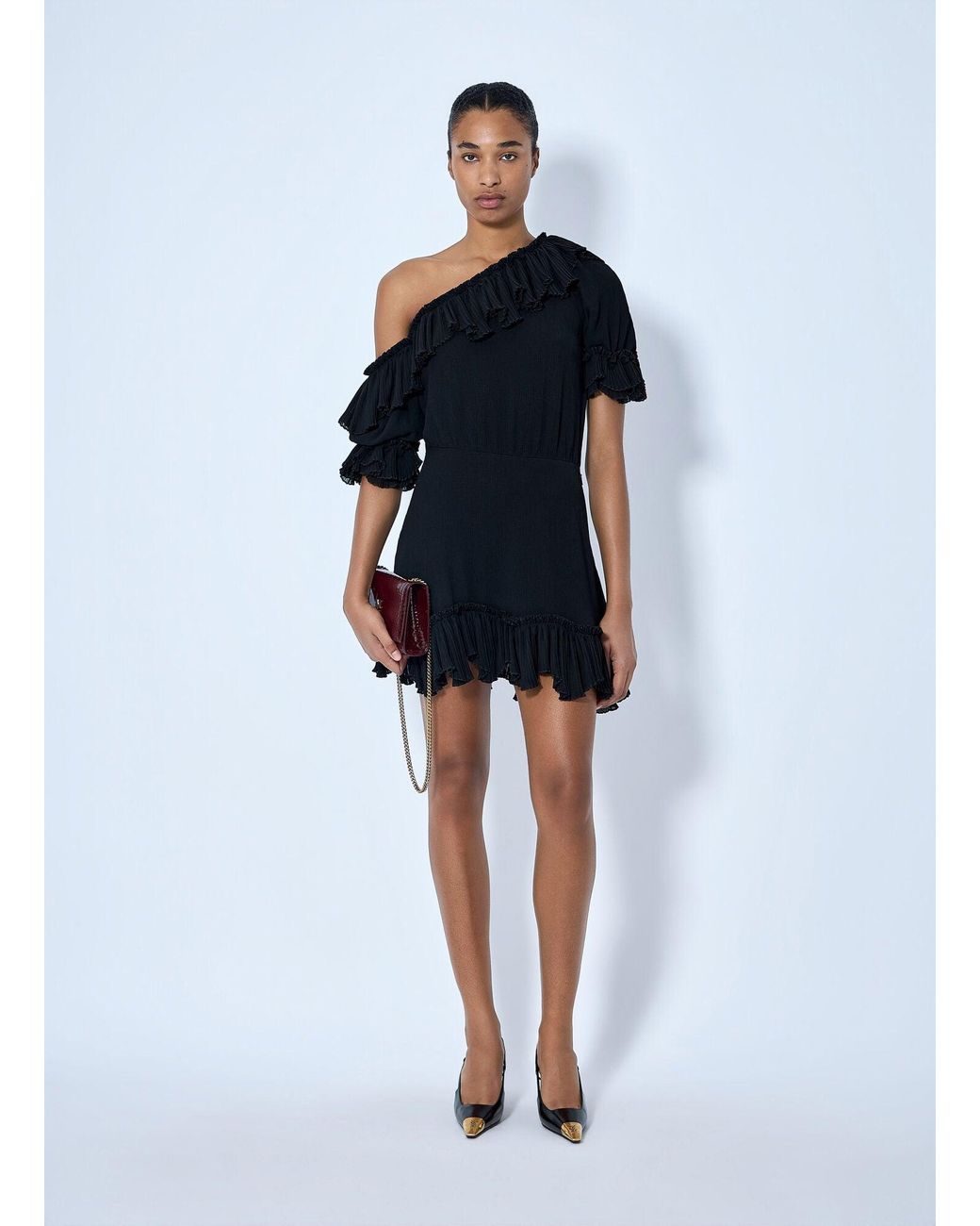 Saint Laurent Blue Asymmetric Mini Dress