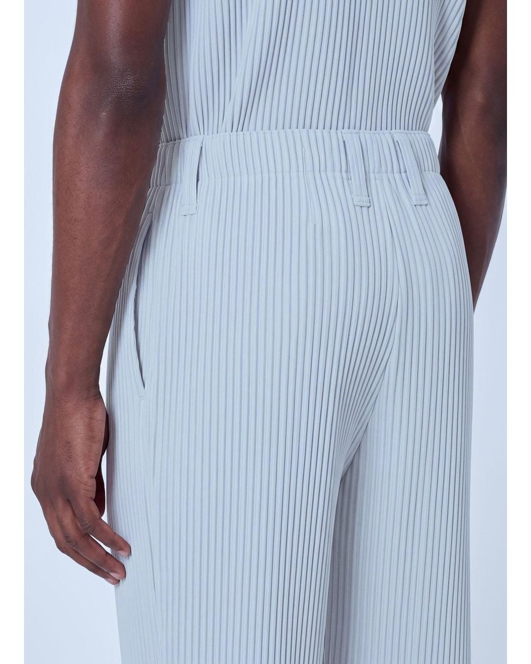 Homme Plissé Issey Miyake Blue Pleated Cropped Pants for men