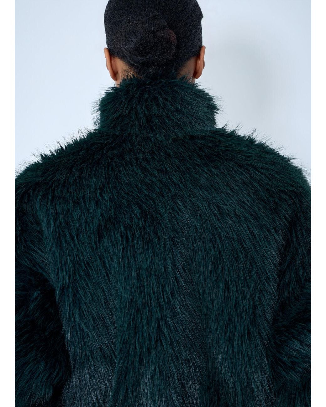 Balenciaga Blue Faux Fur Bomber Jacket
