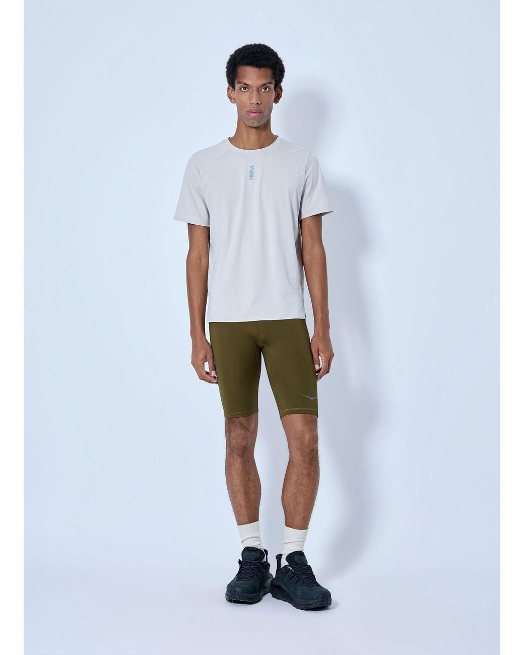 Hoka One One Green Novafly Half Tight Shorts for men