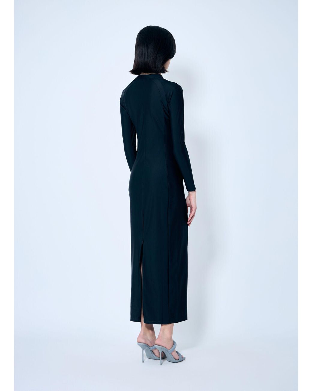 Alexander Wang Blue Ruched Wide V Neck Maxi Dress