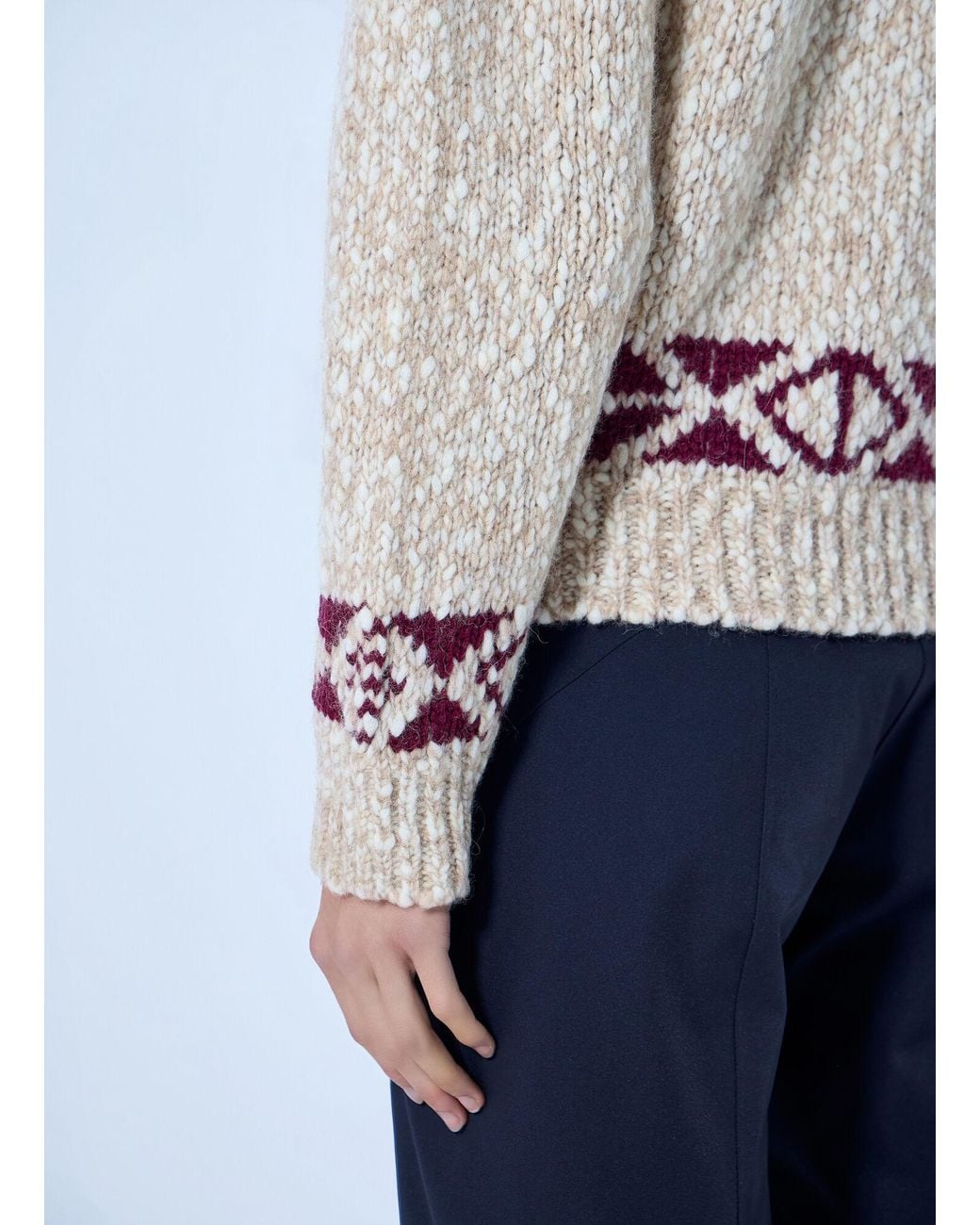 Moncler White Geometric Jacquard Wool Blend Jumper