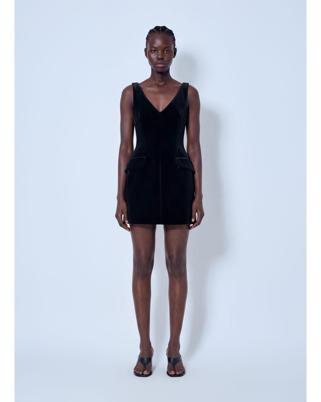 Sportmax Blue Sleeveless Velvet Mini Dress
