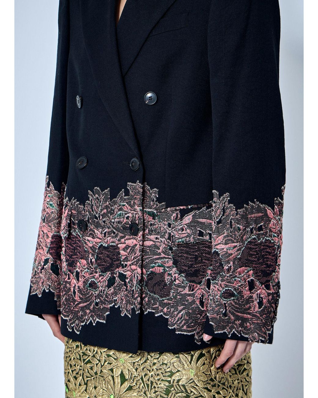Dries Van Noten Blue Embroidered Double-Breasted Blazer