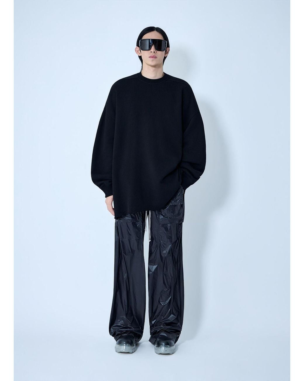 Rick Owens Blue Drkshdw Creatch Wide Cargo Drawstring Pants for men