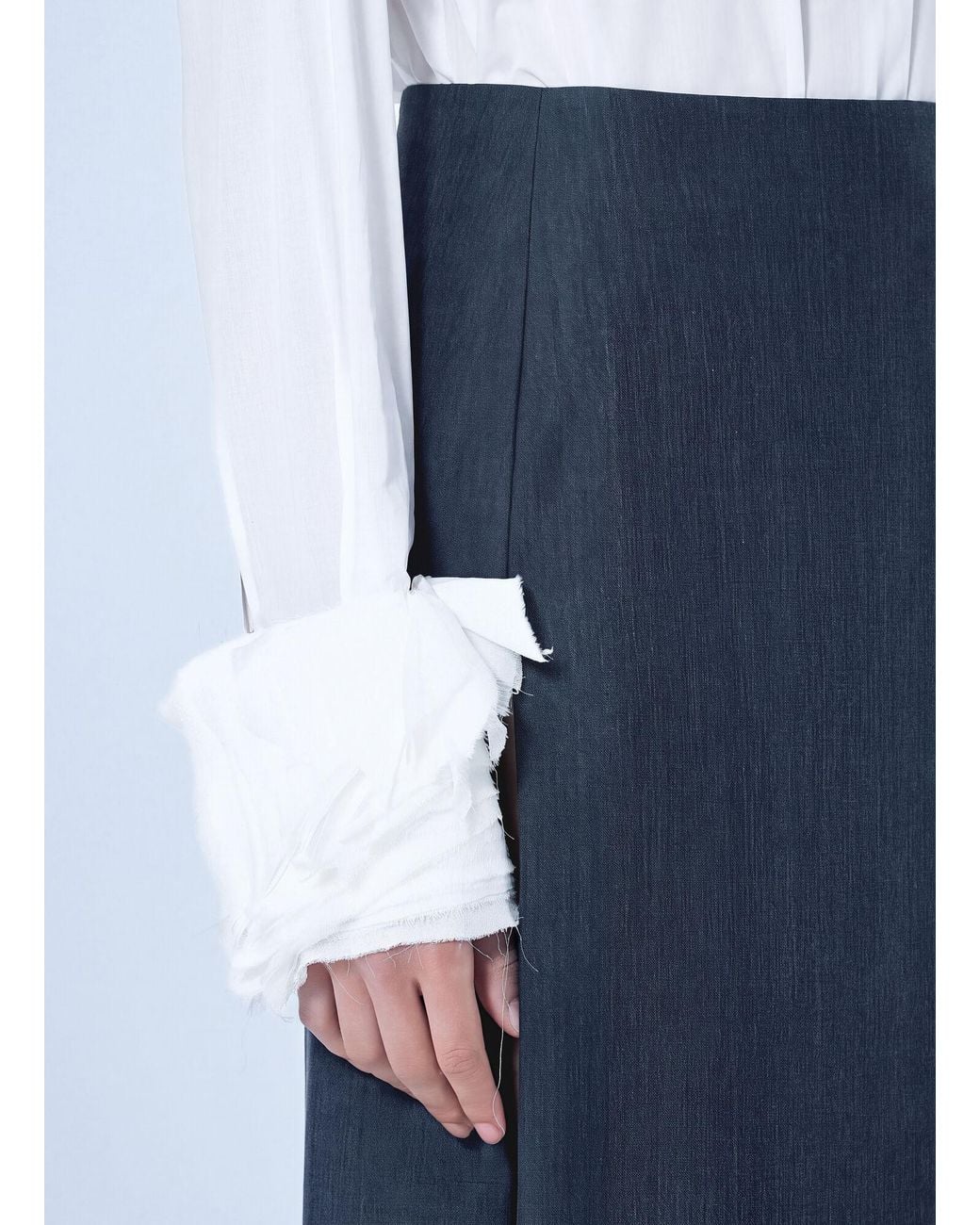 Jil Sander Blue Midi Skirt With Front Pleats